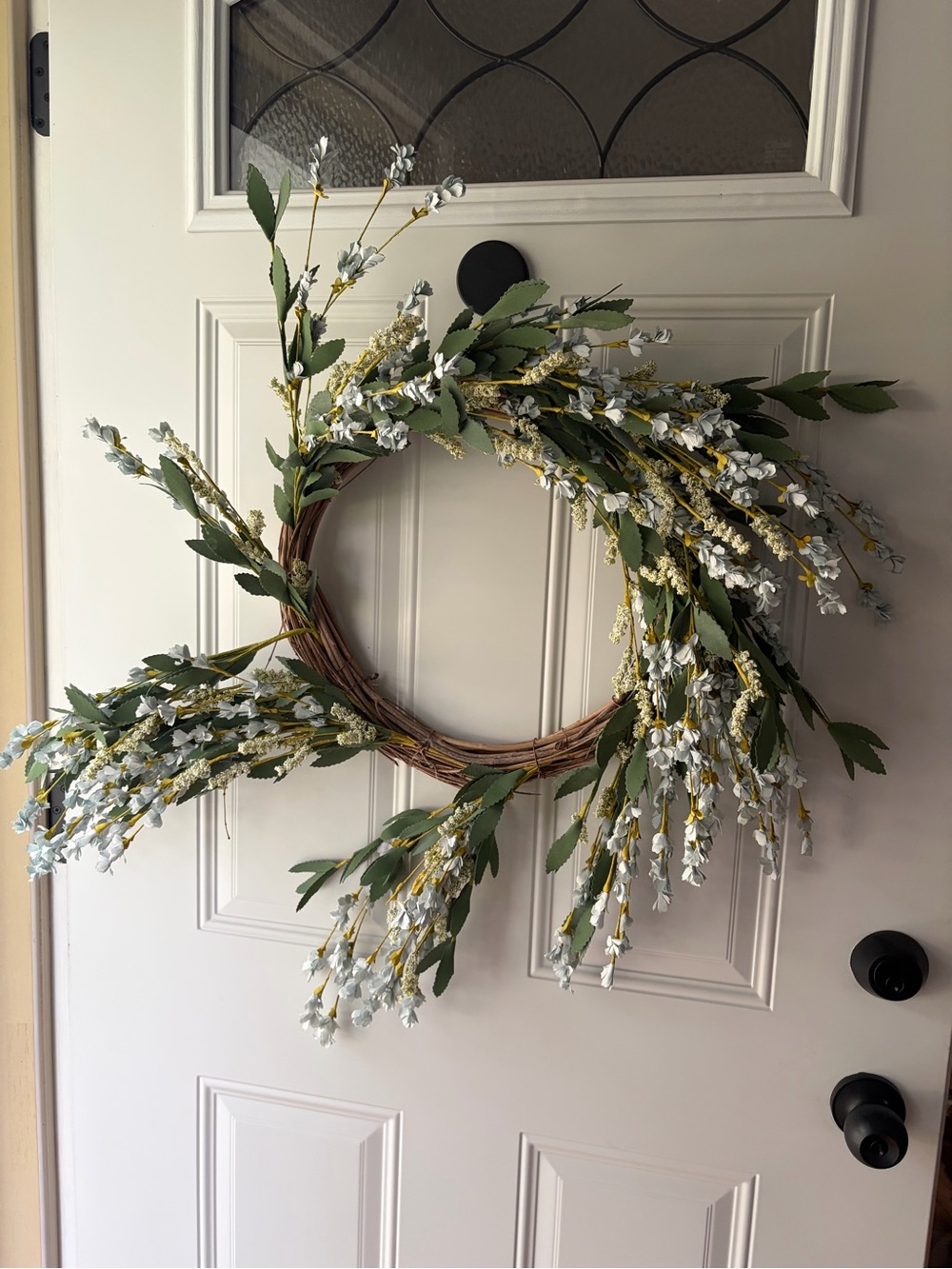 White & Green Willow Spray Wreath by